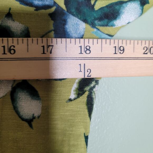 J Jill Green Floral Top Small Petite T-Shirt Round Neck Long Sleeve Casual - Picture 6 of 6